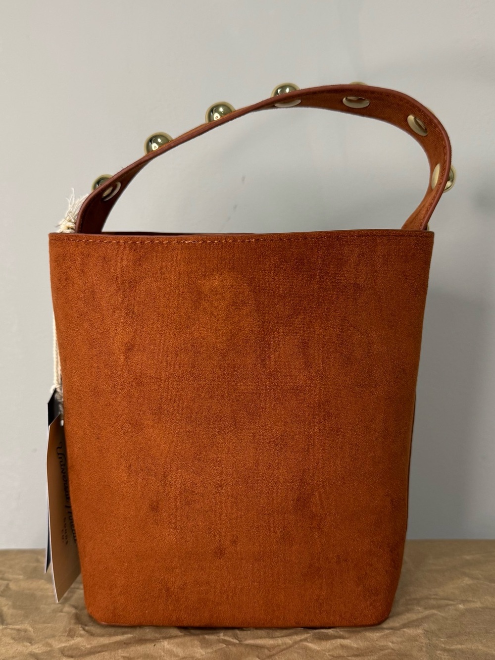 wild fable Rust Suede Stud-Accent Bucket Shoulder Bag